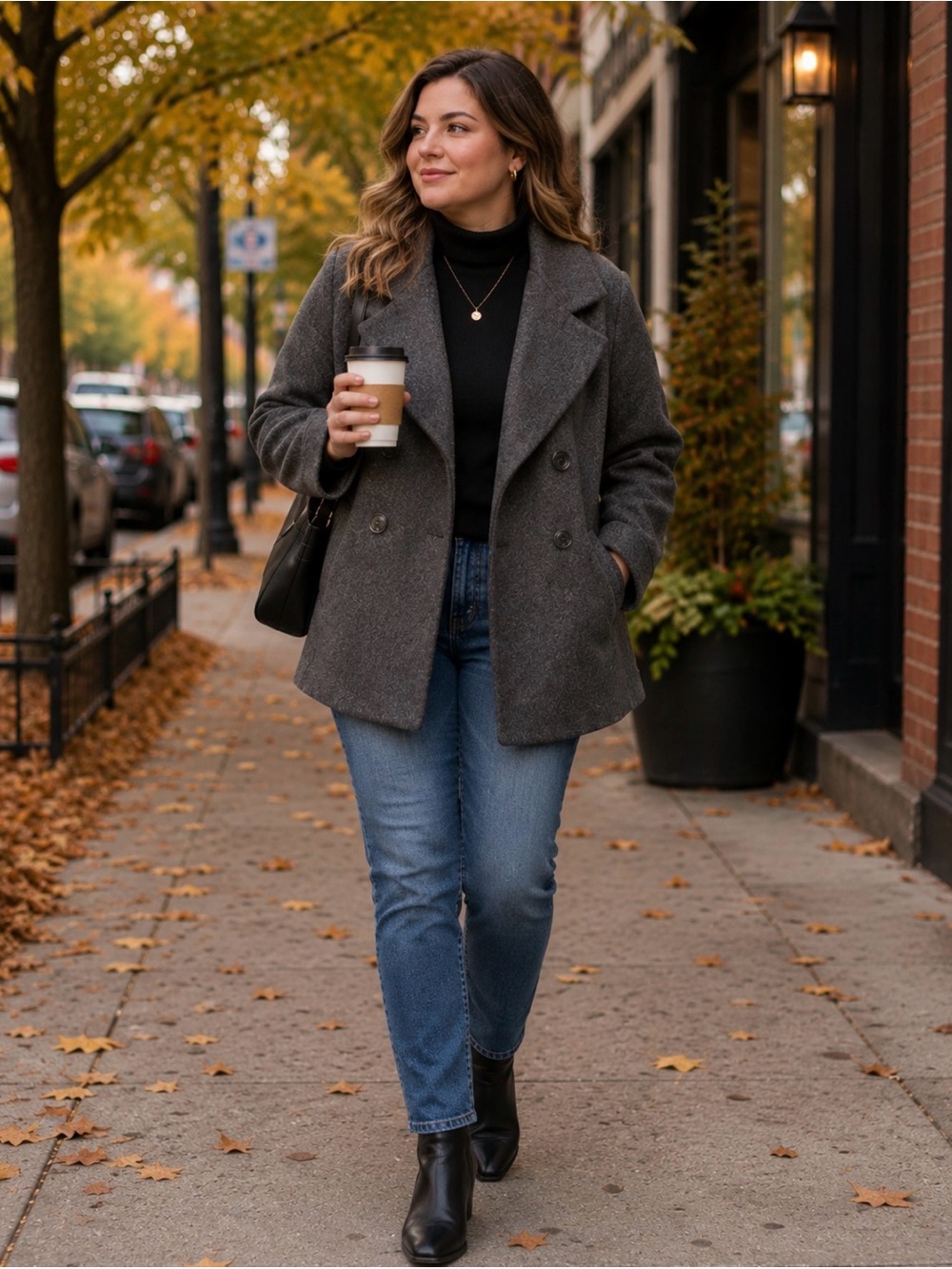 Banana Republic Charcoal Gray Wool Coat with Notch Collar